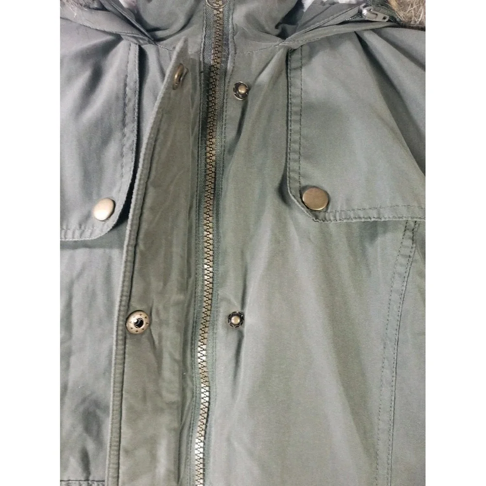 Rothschild Girls Size 14 Olive Green Hooded Parka Coat Faux Fur Trim Jacket